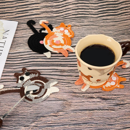 Drink Coaster | Cat Gifts for Cat Lovers,Fun Woven  Coasters,Cute Coffee Coaster for Home Decor Tabletop Protection Suitable for Kinds Cups (3PC)