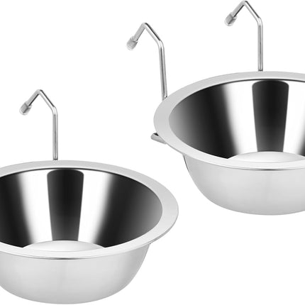 2PCS Kennel Water Bowl Hanging,Stainless Steel Puppy Bowls for Small Dog Cage,Kennel, Crate, Catio Accessories,Dog Crate Water Bowl Dish Feeder Food Holder No Spill(8oz/1cup)