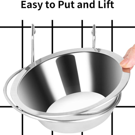 2PCS Kennel Water Bowl Hanging,Stainless Steel Puppy Bowls for Small Dog Cage,Kennel, Crate, Catio Accessories,Dog Crate Water Bowl Dish Feeder Food Holder No Spill(8oz/1cup)
