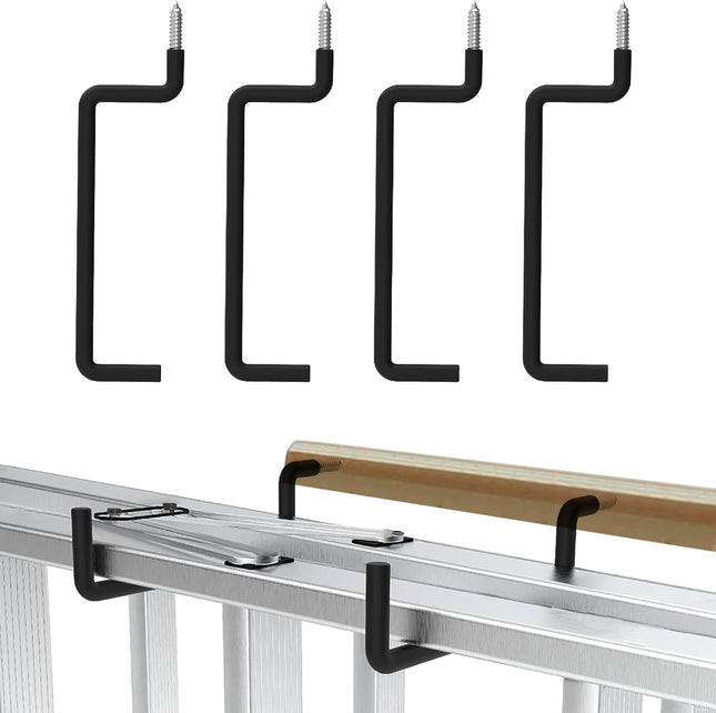 4 Pack Ladder Hooks-Bike Hooks(Black) Ladder Hanger for Ladder Bike Folding Chair Cord Hose Wheelbarrow