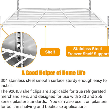 920158 Freezer Shelf Clip,Stainless Steel Shelf Clip for Refrigerator,Freezer Cooler Shelf Support,Replacement Shelf Square Buckles Clips (10)