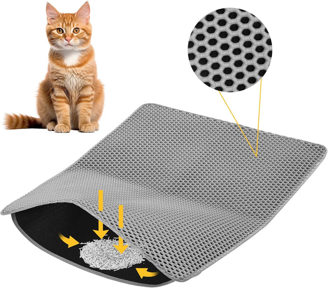 Cat Litter Mat ï1 4Œ60x45cm Double-Layer Honeycomb Design Waterproof & Urine-Proof Traps Litter to Keep