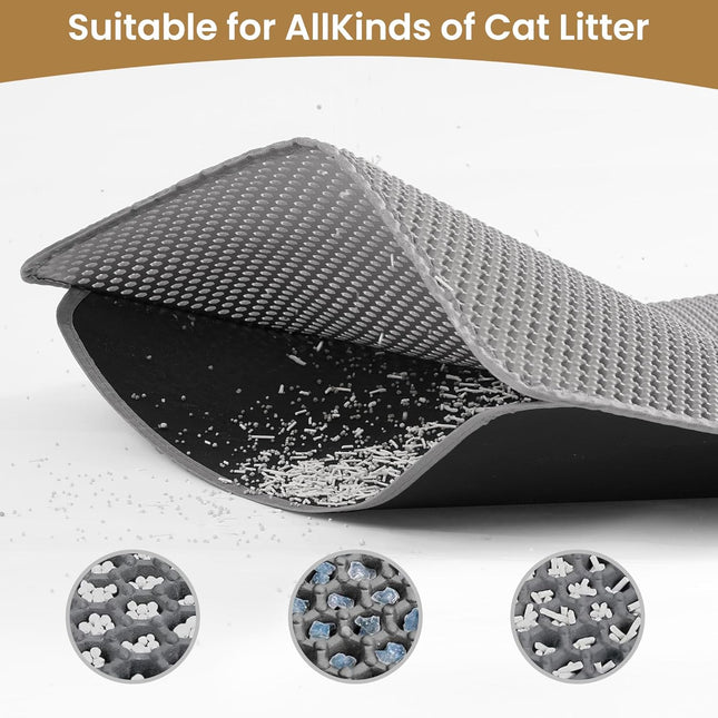 Cat Litter Mat ï1 4Œ60x45cm Double-Layer Honeycomb Design Waterproof & Urine-Proof Traps Litter to Keep – product detail