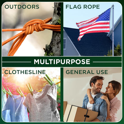 Rope – 90 Feet x 1/4 Inch (7mm) – Blue – Strong All-Purpose Utility Rope – Camping, Crafting, Flag Pole, Indoor & Outdoor – Polypropylene Nylon Poly Lightweight Diamond Braided Cord