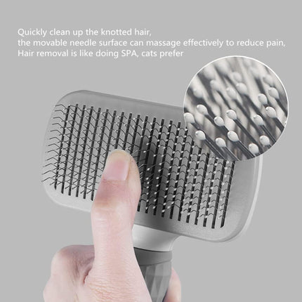 Cat Dog Brush for shedding,Pet Grooming Brush for Cats Dogs Massage,Shedding Brush for Short or Long Hair,Self Cleaning Slicker Brush,Easy to Removes Loose Undercoat, Tangled Hair (grey)