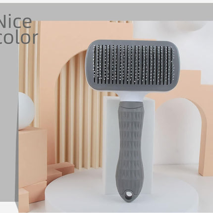 Cat Dog Brush for shedding,Pet Grooming Brush for Cats Dogs Massage,Shedding Brush for Short or Long Hair,Self Cleaning Slicker Brush,Easy to Removes Loose Undercoat, Tangled Hair (grey)