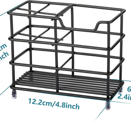 304 Stainless Steel Bathroom Toothbrush Holder Toothpaste Holder Stand Bathroom Accessories Organizer (Black, Small)