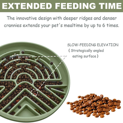 Slow Feeder Dog Bowl for Medium & Small Pets, Anti Choking Puzzle Dog Food Bowl with Non-Slip Base, Interactive Pet Slow Eating, Silicone Cat Feeder for Puppies & Cats