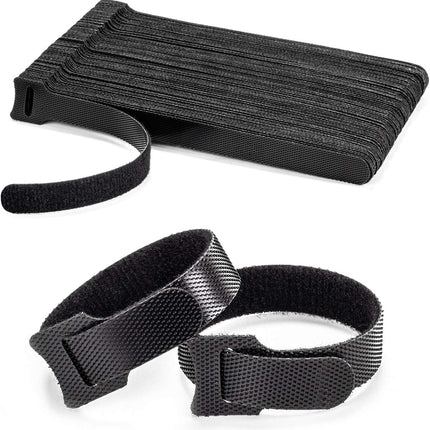 80PCS Reusable Cable Ties, Black Adjustable 6-Inch Cord Organizer Ties, Multi-Purpose Hook Loop Cable Management Wire Ties for Organizing Home, Office, Data Centers
