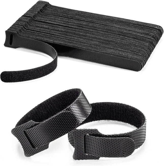 80PCS Reusable Cable Ties Black Adjustable 6-Inch Cord Organizer Ties Multi-Purpose Hook Loop