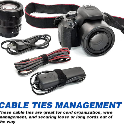 80PCS Reusable Cable Ties, Black Adjustable 6-Inch Cord Organizer Ties, Multi-Purpose Hook Loop Cable Management Wire Ties for Organizing Home, Office, Data Centers
