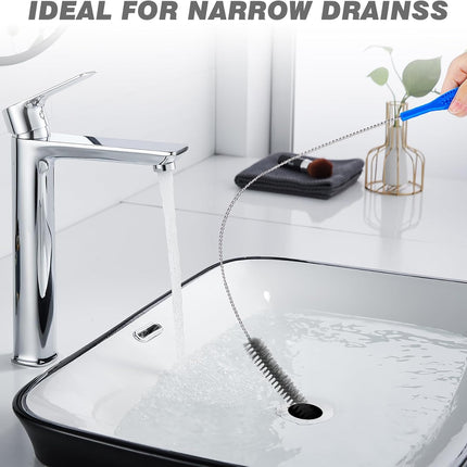 Drain Cleaning Brush Set，Flexible Long Pipe Snake Hair Clogs Catcher Cleaner Tool for Toilet，Sewer Drain，Pipe Brush，Drain Cleaner Brush，Sink Drain Brush