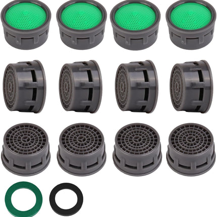 Faucet Aerator, Flow Restrictor Insert, Sink Aerator Replacement Parts for Bathroom or Kitchen Sink Faucet Filter, Fit for Internal and External Thread Faucet Aerators, with Washer (12pcs)