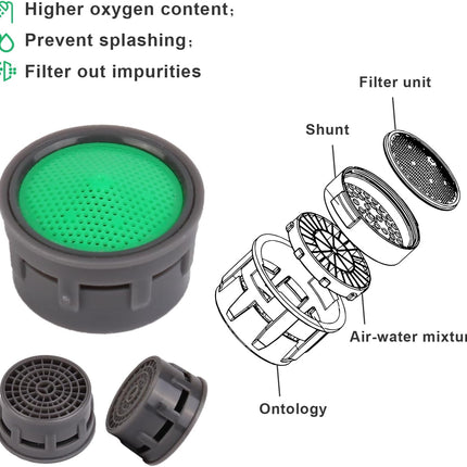 Faucet Aerator, Flow Restrictor Insert, Sink Aerator Replacement Parts for Bathroom or Kitchen Sink Faucet Filter, Fit for Internal and External Thread Faucet Aerators, with Washer (12pcs)