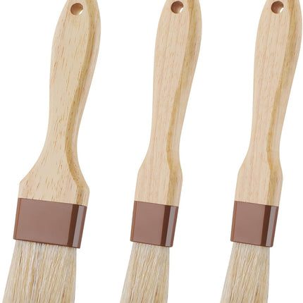 3 Pcs Pastry Brush, Natural Bristle Basting Brush, Cooking Brush, Food Brush, Butter Brush, Baster Brush, BBQ Brushes for Sauce, Kitchen Baking Brushes for Oil, Grilling, Marinade