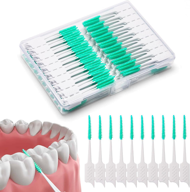 300 Pieces Interdental Brushes Braces Brush with Silicone Head Dental Tooth Flossing Toothpick Cleaners