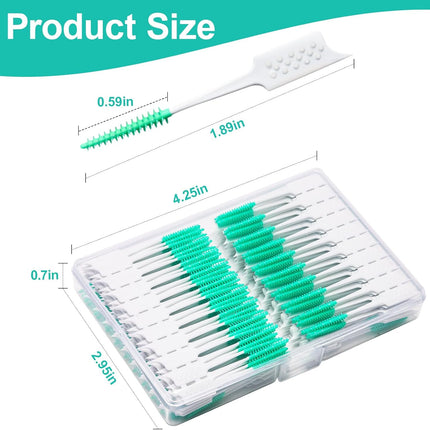 300 Pieces Interdental Brushes,Braces Brush with Silicone Head,Dental Tooth Flossing Toothpick Cleaners Tooth Tool, Green