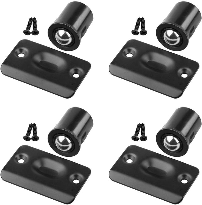 4 Pack Drive in Ball Catch with Strike Plate for Closet Doors Black 13/16 Inch x 1-1/8 Inchs Die-cast