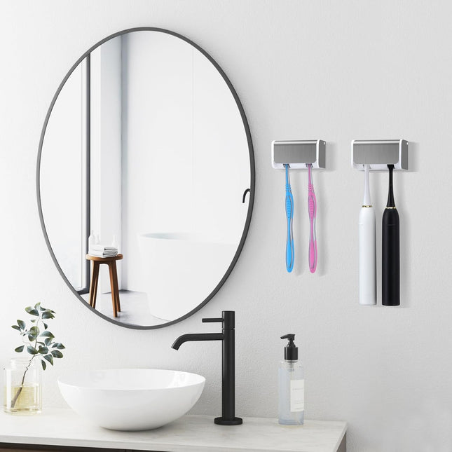 2 PCS Toothbrush Holders Wall Mounted with Cover Electric Tooth Brushing Holder for Bathroom 2 Slots (2 – product detail