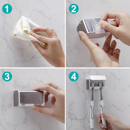 2 PCS Toothbrush Holders Wall Mounted with Cover, Electric Tooth Brushing Holder for Bathroom, 2 Slots Self Adhesive Toothbrush Organizer for Family, Kids (2, Brushed Silver)