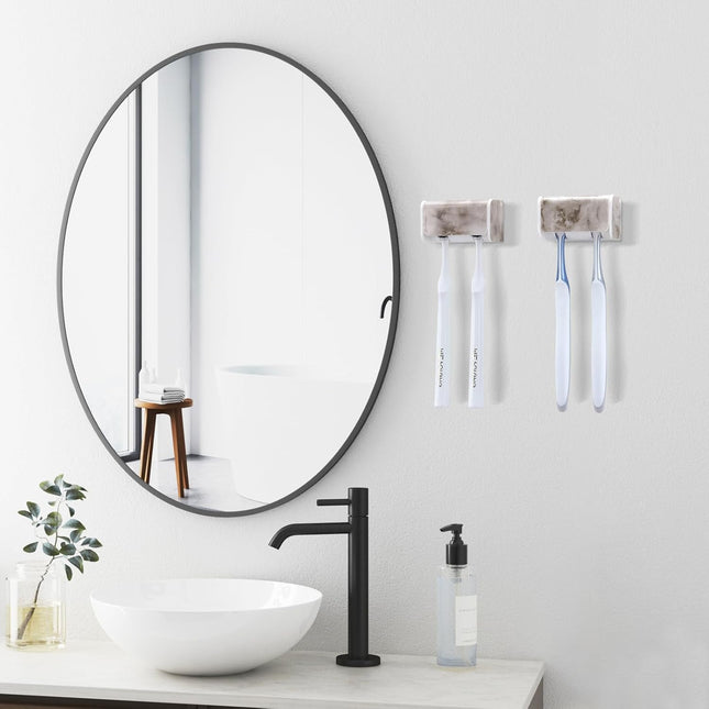 2 PCS Toothbrush Holders Wall Mounted with Cover Electric Tooth Brushing Holder for Bathroom 2 Slots (2 – product detail