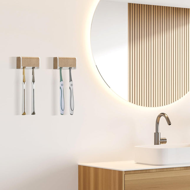 2 PCS Toothbrush Holders Wall Mounted with Cover Electric Tooth Brushing Holder for Bathroom 2 Slots (2 – product detail