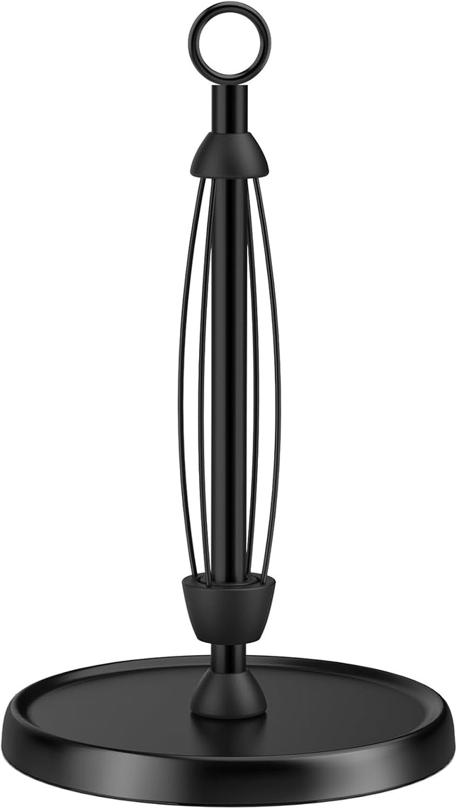 Black Paper Towel Holder Countertop One-Handed Tear Stainless Steel Weighted Base Ring Paper Towel
