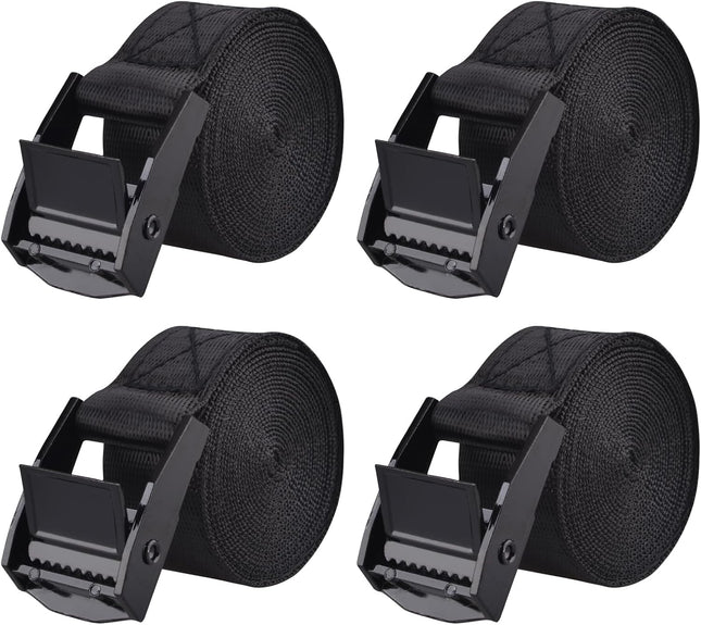 Cinch Tie Down Strap Lashing Straps Heavy Duty Nylon Straps with Cam Buckles for Cargo Trucks (1m Black