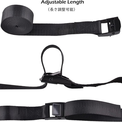 Cinch Tie Down Strap Lashing Straps Heavy Duty Nylon Straps with Cam Buckles for Cargo, Trucks, Boat, Motorcycle,SUP, Kayak, Canoe, Trailer (1m, Black - 4 Pack)