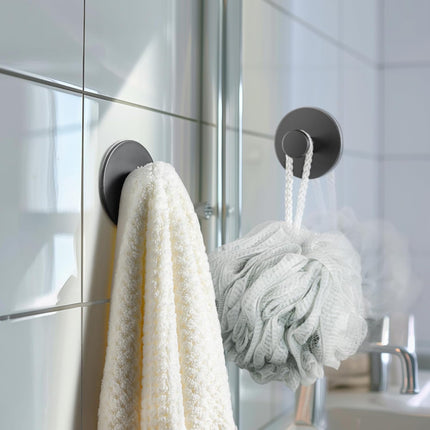 Multifunctional Towel Hooks for Bathroom Wall - Extra Sticky Stainless, Holds up to 12LB, Coat Hooks Wall Hooks, Adhesive Door Holder Hanger Shower Accessories, Matt Black Heavy Duty