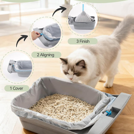 40 Count Automatic Cat Litter Box Bags for Petpivot Autoscooper 11/12 NeakasaM1 Open-Top Self-Cleaning Cat Litter Boxes, Leak-Proof Drawstring Trash Bags Replacement, Unscented,27" x 13",Holds 23 lbs