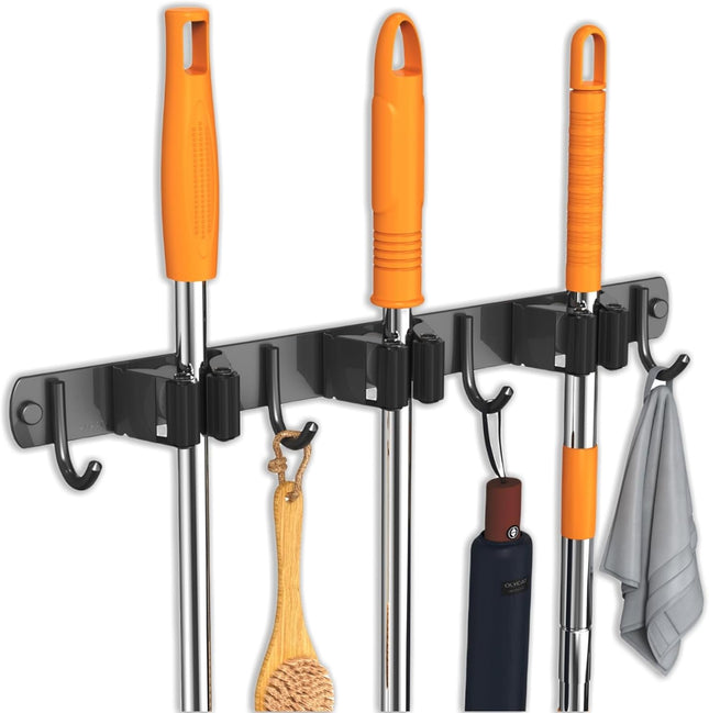 Mop and Broom Holder Wall Mount Upgraded Broom Organizer Wall Mount Stainless Steel Broom Hanger