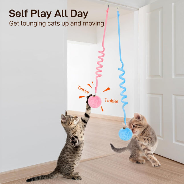 Hanging Fluffy Cat Catnip Ball Toys 3 Pcs with Bell Interactive Cat Teaser Retractable Toys Indoor Kitten – product detail