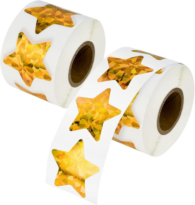 1000 Pcs Large Holographic Gold Star Stickers 1.5 Star Adhesive Label Stickers Self Adhesive