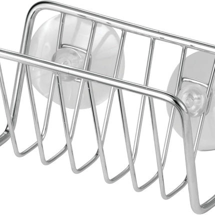 Metal Sponge Holder for Kitchen Sink with Suction Cups - Small Holder for Sponges in the Kitchen or Soap Holder in the Bathroom - Quick Drying Open Wire Basket - Ronde Collection - Chrome