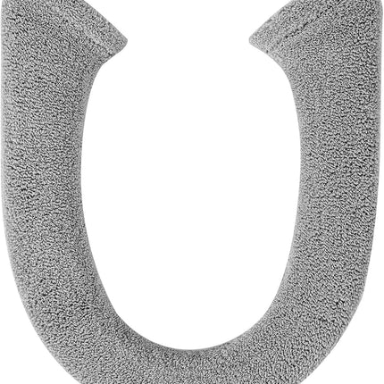 Toilet Seat Cover with Snaps Fixed, Thicker Soft Toilet Seat Warmer Cover for Bathroom, Washable Stretchable Toilet Seat Covers, Fits Most Round, Oval and Elongated Toilet Seat, Light Gray