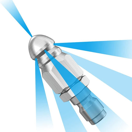 Sewer Jet Nozzle, Stainless Steel Pressure Washer Sewer Jetter Nozzle Head, 1/4" Quick Connector, 5000 PSI Drain Jet Hose Nozzle