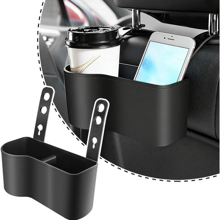 2 in 1 Car Seat Back Organizer with 3.2" Cup Holder,Multifunction Car Headrest Seat Back Organizer for Drink Food Tray,Universal Headrest Cup Holder for Most Cars Trucks SUVs