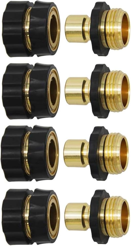 3/4 Inch Garden Hose Fitting Quick Connector Male and Female Set 4 Set Garden Hose V1258-DP02-B-2729