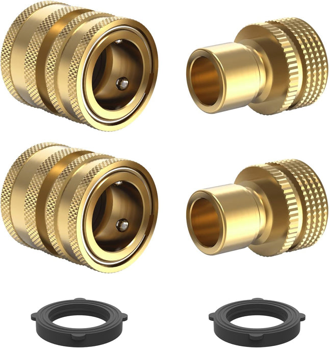Heavy Duty 3/4 Garden Hose Quick Connect Fittings Water Lock Splitter Sink Spigot Connectors No Leak