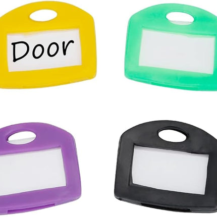24 Pcs Key Covers Caps 1 Inch Key Covers Protectors with Blank Paper Labels and Clear Windows Soft Key Identifiers for Standard Regular Thin Flat House Keys (Not for Odd-Shaped), 6 Colors