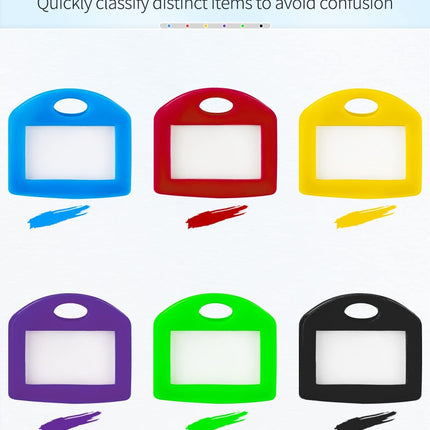 24 Pcs Key Covers Caps 1 Inch Key Covers Protectors with Blank Paper Labels and Clear Windows Soft Key Identifiers for Standard Regular Thin Flat House Keys (Not for Odd-Shaped), 6 Colors