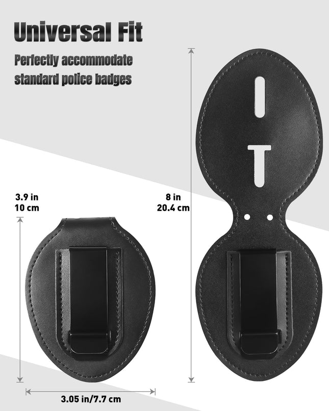 Police Badge Holder Cowhide Law Enforcement Badge Holder with Metal Belt Clip & Stainless Steel – product detail