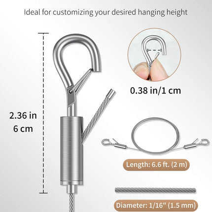 Adjustable Picture Hanging Wire, 6.6 Feet 1/16", Picture Hanging Kit for up to 100 lbs, Heavy Duty Stainless Steel Wire Rope for Mirror Curtain Photo Frame & Art, 4 Pack