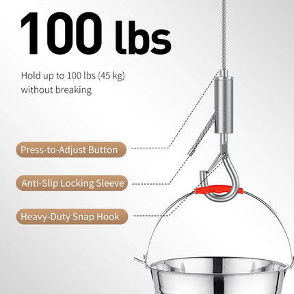 Adjustable Picture Hanging Wire, 6.6 Feet 1/16", Picture Hanging Kit for up to 100 lbs, Heavy Duty Stainless Steel Wire Rope for Mirror Curtain Photo Frame & Art, 4 Pack