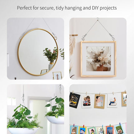 Adjustable Picture Hanging Wire, 6.6 Feet 1/16", Picture Hanging Kit for up to 100 lbs, Heavy Duty Stainless Steel Wire Rope for Mirror Curtain Photo Frame & Art, 4 Pack