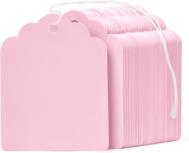 200 Pcs Price Tags with String Attached 1.8 Inch Writable Pink Hang Tag String Tags V1258-DP02-B-2765