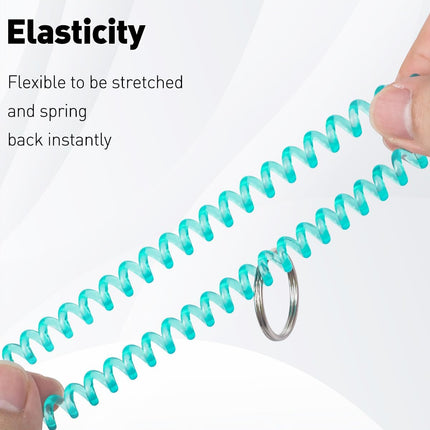 10 Color Wristlet Keychain Flexible Plastic Spring Spiral Coil Key Holder with Key Ring Chain