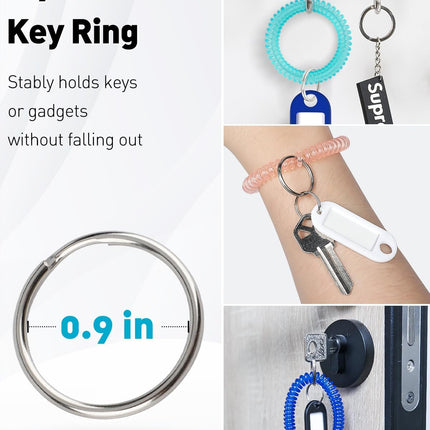 10 Color Wristlet Keychain Flexible Plastic Spring Spiral Coil Key Holder with Key Ring Chain