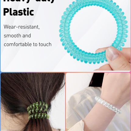 10 Color Wristlet Keychain Flexible Plastic Spring Spiral Coil Key Holder with Key Ring Chain